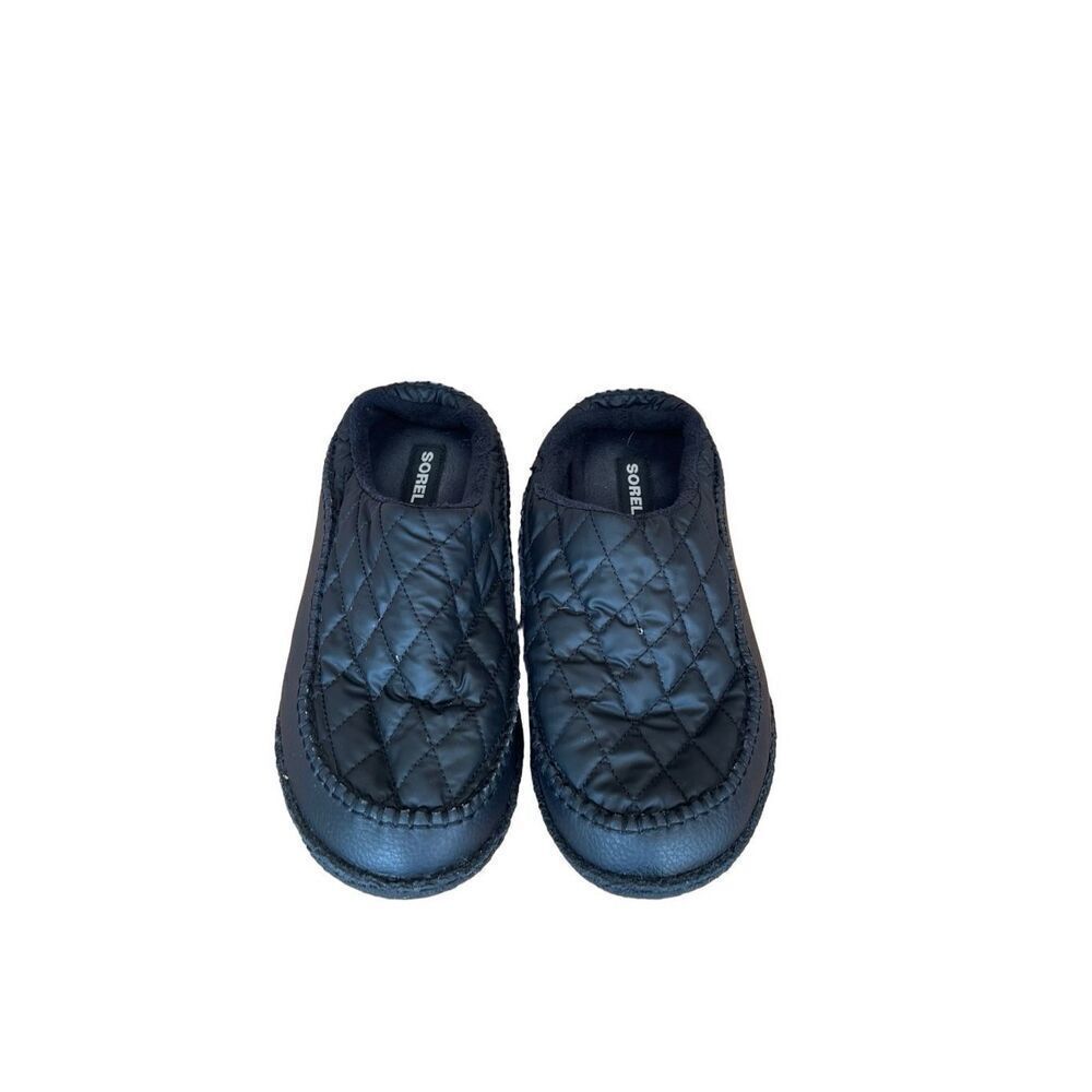 Sorel Mens Black Burma Cozy Mule Slip-On Quilted Puffer Flat Mule Slippers Sz 9